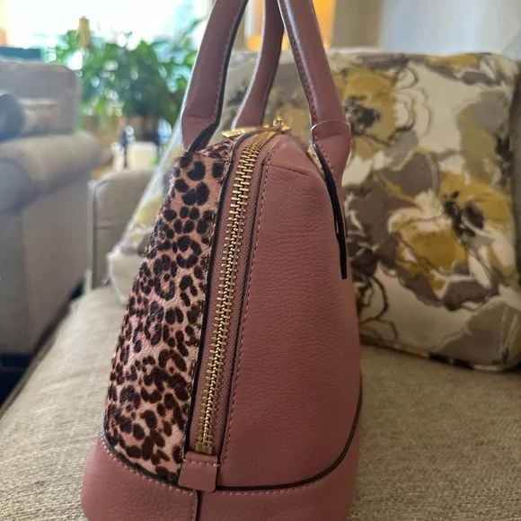 Vince Camuto Kime Tea Rose Leopard Print Handbag Calf Hair - Picture 10 of 16